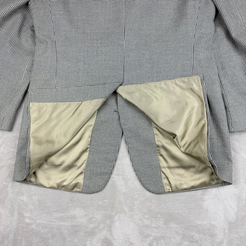 VTG Brooks Brothers Blazer Mens 40R Navy Cream Houndstooth Wool USA Union Made